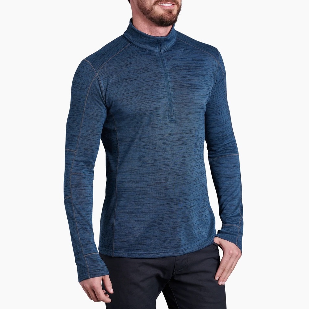 Kuhl Men’s Alloy 1/4 Zip Pullover Long-Sleeve Top Blue XXL Lightweight Knit